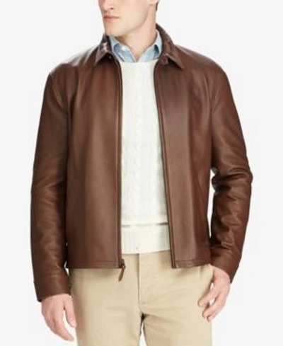 Polo Ralph Lauren Men's Leather Jacket In Bison Brown