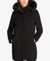 DKNY FAUX-FUR-TRIM WALKER COAT WITH VEST