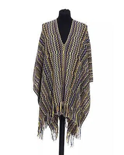 Pre-owned Missoni Geometrischer Fantasy-wollponcho Mit Fransen - Ponchos - Multicolor In Mehrfarbig