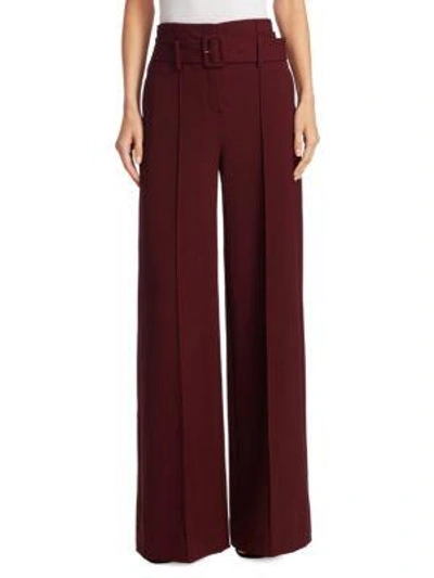 Theory High-waist Belted Wide-leg Pants In Dark Currant
