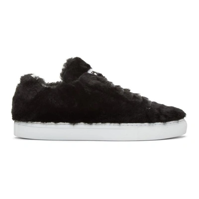 Jil Sander 20mm Merino Fur Sneakers In Black