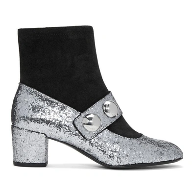 Marc Jacobs Women's Margaux Glitter & Suede Booties In Silver