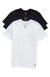 Polo Ralph Lauren Men's V-neck Undershirt 3-pack In White/ Cruise Navy/ Black