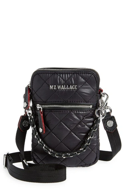 Mz Wallace Micro Crosby Quilted Nylon Crossbody Bag In Black