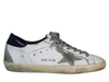 Golden Goose 20mm Super Star Ponyskin Tongue Sneakers In White & Blue