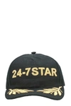 DSQUARED2 24-7 STAR BLACK COTTON SNAPBACK CAP GOLDEN LOGO,W17BC400208C