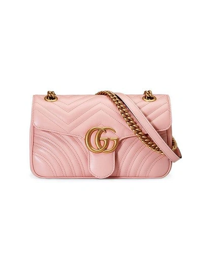 Gucci Gg Marmont Small Quilted-leather Shoulder Bag In Pink