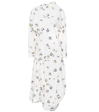 Acne Studios Dragica Asymmetric Floral-print Cotton-corduroy Midi Dress In Small Flower Off White