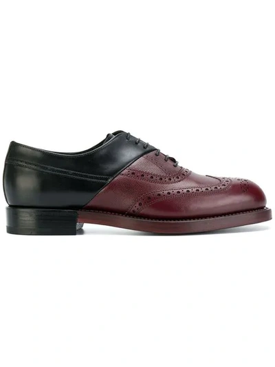 Pierre Hardy Twin Perfo 黑色和酒红色皮革牛津鞋