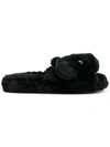 Dolce & Gabbana Black Faux Fur Puma Slippers
