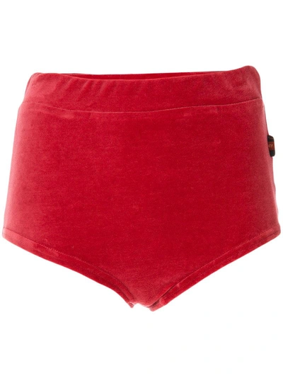 Gcds Velour Shorts In Red