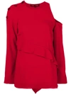 PROENZA SCHOULER CUT-OUT SHOULDER AND FRILL DETAIL SWEATER,R174426AY011M12413152