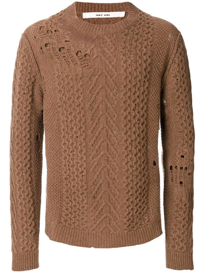 Damir Doma Destroyed Wool Knit Sweater In Brown