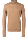 John Smedley Roll Neck Sweater In Brown