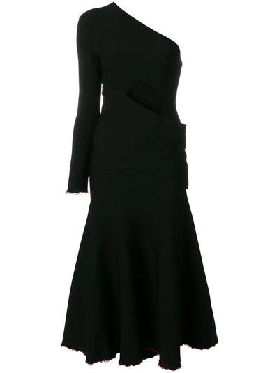 Proenza Schouler Asymmetrical One Sleeve Dress In Black