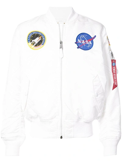 Alpha Industries Reversible Nasa Bomber Jacket In White