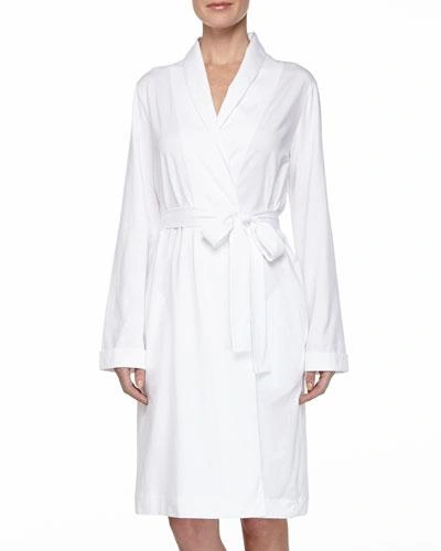 Hanro Cotton Jersey Short Dressing Gown In White