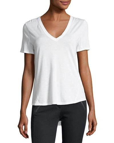 Veronica Beard Cindy V-neck Short-sleeve Pima Cotton Tee In White