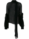 SAINT LAURENT sheer bell-sleeve blouse,489615Y115W12426954