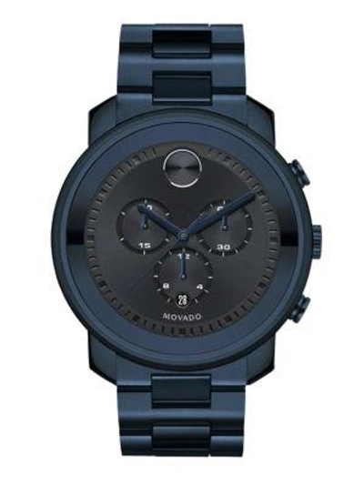 Movado Bold Collection Ink Ip Stainless Steel Chronograph Bracelet Watch In Navy