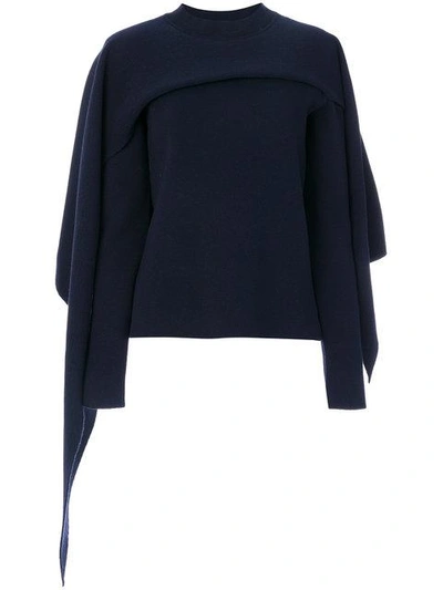Jw Anderson Asymmetric Wool & Cashmere Knit Sweater, Navy In Blu