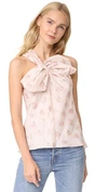 REBECCA TAYLOR FLORAL JACQUARD BOW TOP