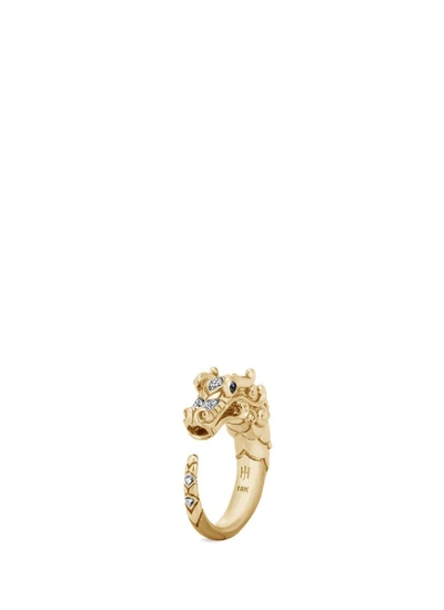John Hardy 18k Yellow Gold Legends Naga Ring With Diamond And Sapphire In White/gold