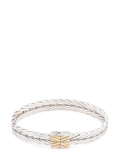 John Hardy Classic Chain Hammered 18k Yellow Gold & Silver Medium Chain Bracelet In Silver-gold