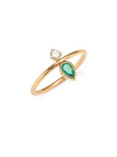 Zoë Chicco Gemfields Emerald, Diamond & 14k Yellow Gold Ring