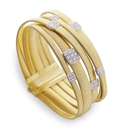 Marco Bicego Masai Diamond, 18k Yellow Gold & 18k White Gold Multi-row Bracelet