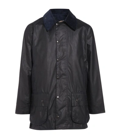 Barbour Corduroy Collar Waxed Jacket In Navy