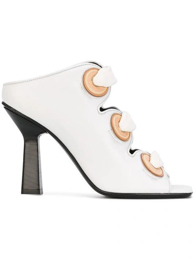 Jw Anderson 100mm Leather Mule Sandal W/ Eyelets In White