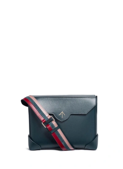 Manu Atelier 'bold' Stripe Shoulder Strap Leather Messenger Bag