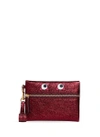 ANYA HINDMARCH 'Circulus' eyes crinkled metallic leather small zip pouch