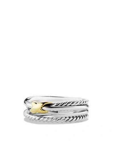 David Yurman Women's X Crossover Ring With 18k Yellow Gold In Silver/gold