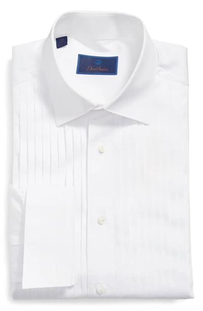 David Donahue Regular Fit French Cuff Tuxedo Shirt In White