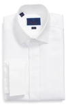David Donahue Dobby Weave French Cuff Trim Fit Formal Shirt In White