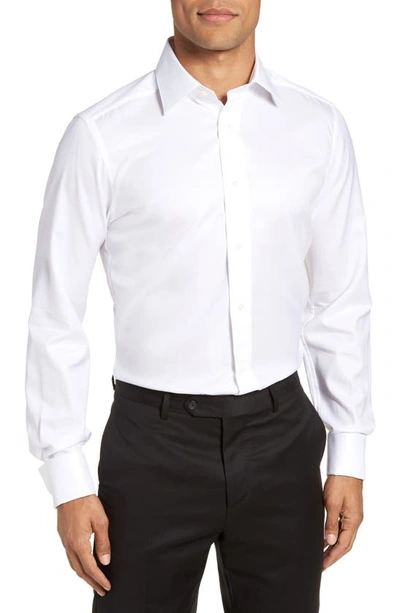 DAVID DONAHUE TRIM FIT SOLID FRENCH CUFF TUXEDO SHIRT,TT835110