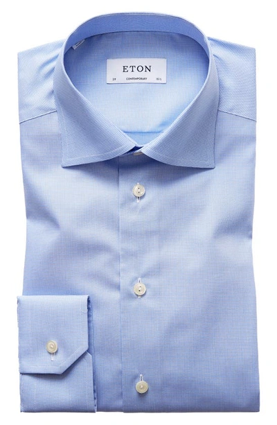 Eton Contemporary Fit Houndstooth Dress Shirt In Blue