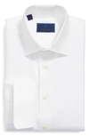 David Donahue Regular Fit Micro Bird's Eye French Cuff Dress Shirt In White