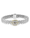 LAGOS STERLING SILVER BEADED BRACELET WITH DIAMONDS AND 18K GOLD,05-81078-007