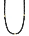 LAGOS BLACK CAVIAR CERAMIC NECKLACE WITH DIAMOND AND 18K GOLD STATIONS, 16,04-80860-CB16