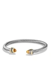 David Yurman ‘cable Classics' 14k Gold Sterling Silver Citrine Cuff In Silver/gold