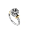 LAGOS STERLING SILVER CAVIAR BEADED RING WITH 18K GOLD,03-80435-7