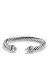 David Yurman Crossover Bracelet With Diamonds And Prasiolite In Silver In Green/silver
