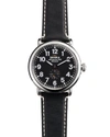 SHINOLA THE RUNWELL BLACK DIAL LEATHER STRAP WATCH, 41MM,S0110000020