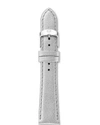 Michele 18mm Metallic Saffiano Leather Strap In Silver
