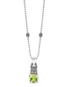 Lagos 18k Gold And Sterling Silver Caviar Color Pendant Necklace With Green Quartz, 16 In Green/silver