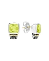 LAGOS 18K GOLD AND STERLING SILVER CAVIAR COLOR STUD EARRINGS WITH GREEN QUARTZ,01-81516-GQ