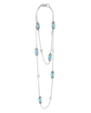 LAGOS 18K GOLD AND STERLING SILVER CAVIAR COLOR STATION NECKLACE WITH SWISS BLUE TOPAZ, 34,04-80956-B34
